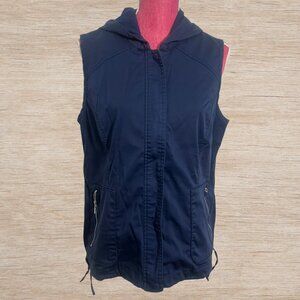 Zenergy by Chico’s Navy Blue Hooded Vest Size 2 (Large) Athleisure Outerwear
